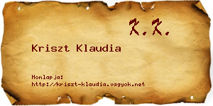 Kriszt Klaudia névjegykártya